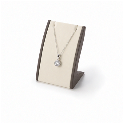 Small Chocolate Beige Leatherette Pendant Display Stand for Necklace and Pendant Presentation