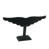 Black velvet wing-shaped earring display stand holding earrings
