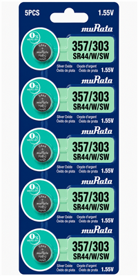 Murata 357 303 SR44W SR44SW silver oxide watch battery 1.55V mercury free