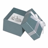 3111/MB Blue and White Bow Ring Box with Silver Bow