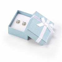 3112/MB Light Blue Stud Earring Gift Box with White Bow