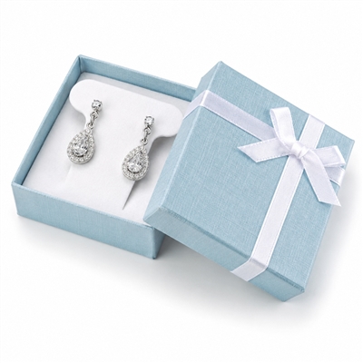 3113/MB Light Blue T-Earring and Pendant Gift Box with White Bow