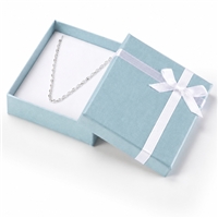 3114/MB Light Blue Bow-Tie Pendant and Earring Gift Box