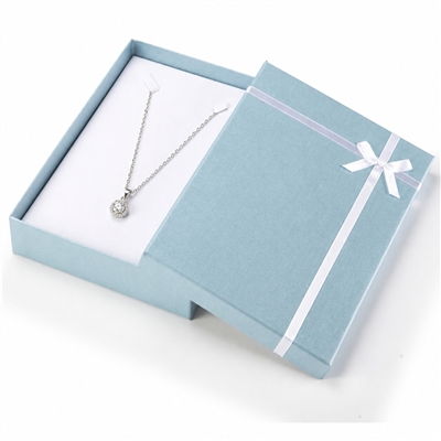 3118/MB Light Blue Bow-Tie Necklace Gift Box with White Bow