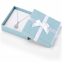 3120/MB Light Blue Bow-Tie Large Pendant Gift Box with White Bow