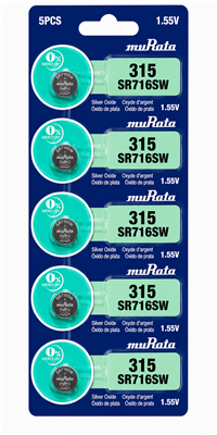 Sony muRata 315 SR716SW 1.55V Silver Oxide Watch Battery 5 Pack