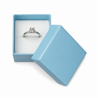 Luxury Light Blue Paper Ring Box with White Interior for Jewelry Presentation