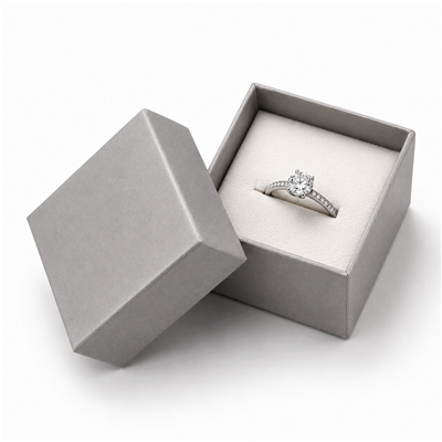 Silver Cardboard Ring Box Jewelry Gift Box