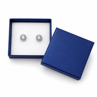 Navy blue paper earring jewelry box with stud earrings