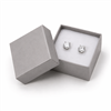 Silver paper earring box with stud earrings