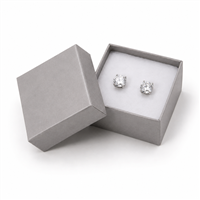 Silver paper earring box with stud earrings