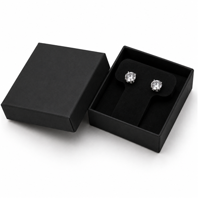 Black paper pendant and earring jewelry box with stud earrings