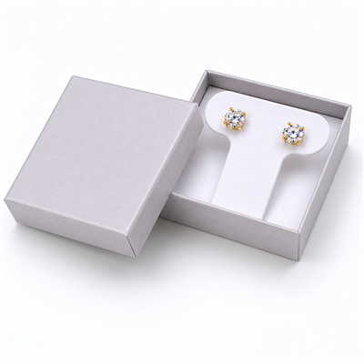 Silver paper earring jewelry box with pearl earrings