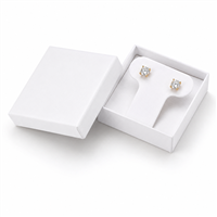 White paper pendant and earring tree jewelry box with earrings