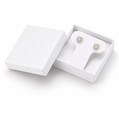 White paper pendant and earring tree jewelry box with earrings