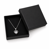 Black cardboard pendant jewelry box with necklace