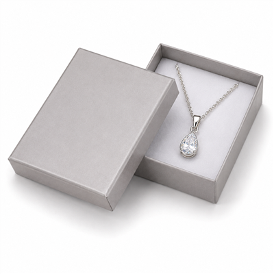 Silver paper pendant jewelry box with necklace