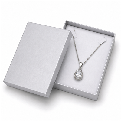 Silver necklace jewelry box with pendant necklace