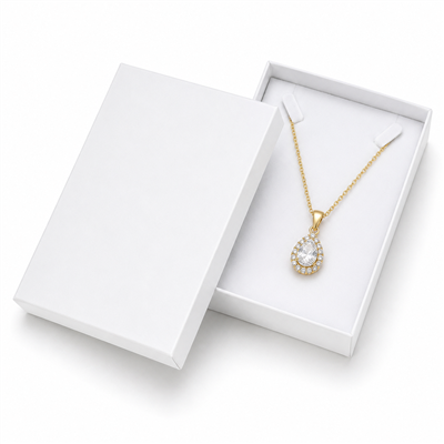 White necklace jewelry box with pendant necklace