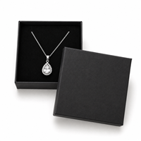 Black pendant jewelry box with silver necklace pendant