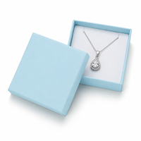 Light blue paper pendant jewelry box with necklace pendant