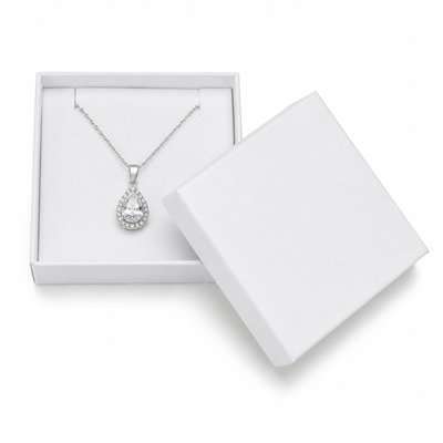 White paper pendant jewelry box with necklace pendant