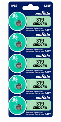 Sony muRata 319 SR527SW 1.55V Silver Oxide Watch Battery 5 Pack
