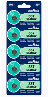 Sony muRata 337 SR416SW 1.55V Silver Oxide Watch Battery 5 Pack