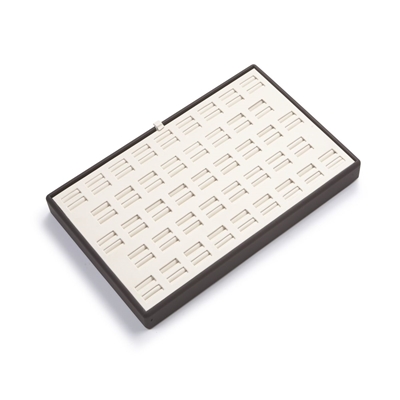 Chocolate Beige Leatherette 86-Slot Ring Display Tray