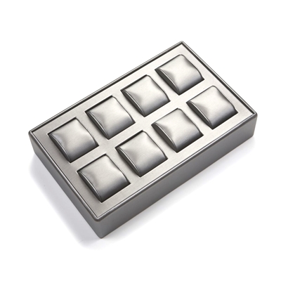 3640/SV Steel Gray Leatherette 8-Watch Display Tray
