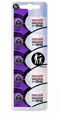 Maxell 377 SR626SW Silver Oxide Watch Battery 1.55V Mercury Free