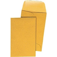 6 Brown Kraft Coin Envelopes 3-3/8" x 6" â€“ Gummed Closure â€“ 500/Box