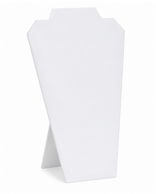 60-2L/WH White Faux Leather Jewelry Necklace Display Easel, 12-1/2" Tall
