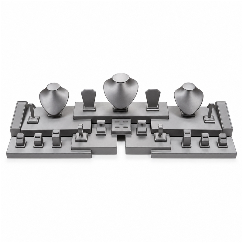6002CST/SV Silver Gray 27-Piece Jewelry Display Set