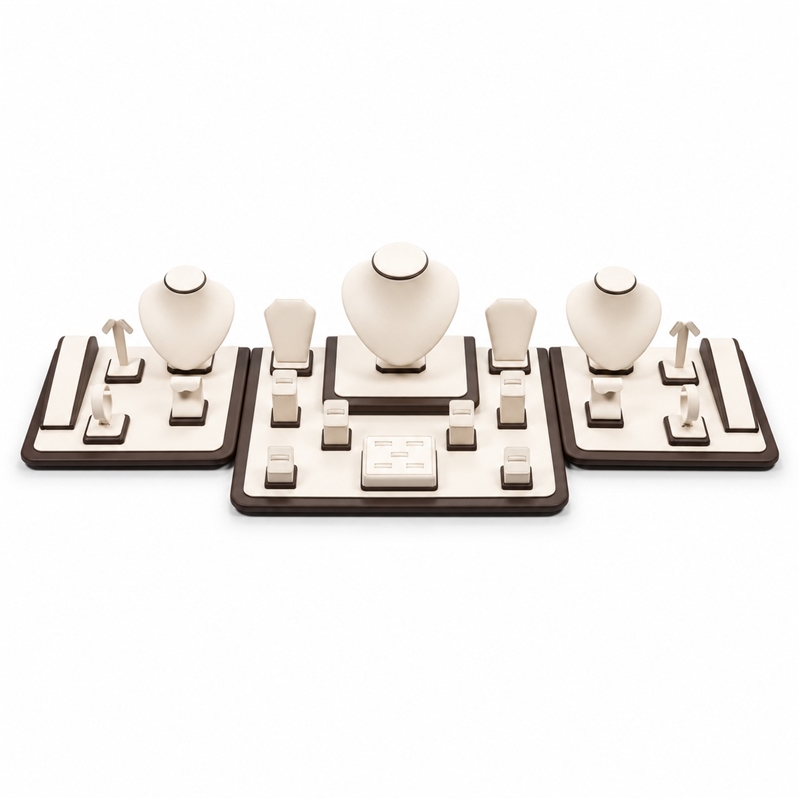 6007CST CB Chocolate Beige 23 Piece Jewelry Display Set