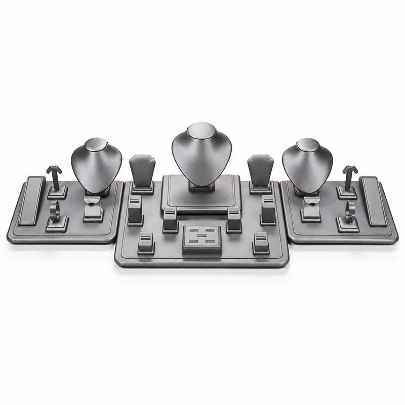 6007CST/SV Silver Gray 23-Piece Jewelry Display Set