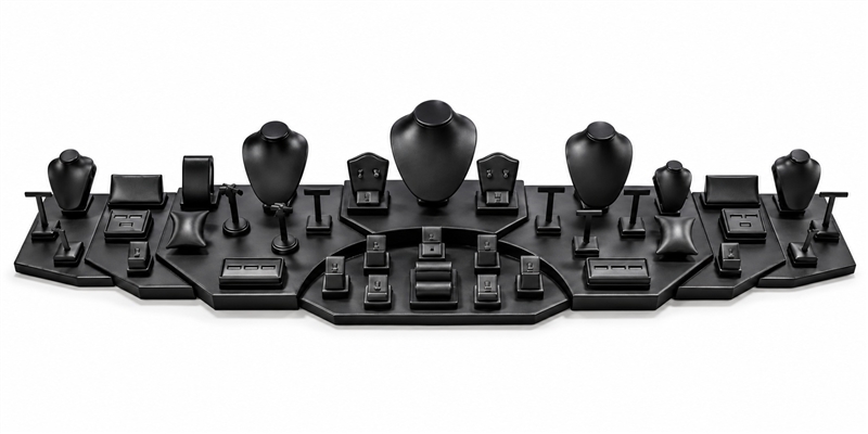 6133-6 BK Black Leatherette 48 Piece Jewelry Display Set