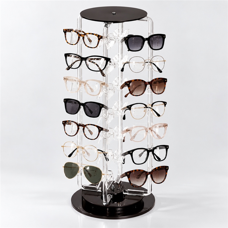 624-001 Rotating Clear Acrylic Eyewear Display Stand Holds 24 Pairs