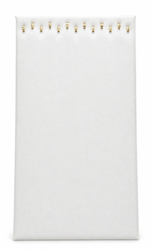 68-HAL(W) white leatherette necklace and chain display pad with 13 hooks and easel