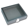 Black glass top jewelry display case with lock leatherette half size tray