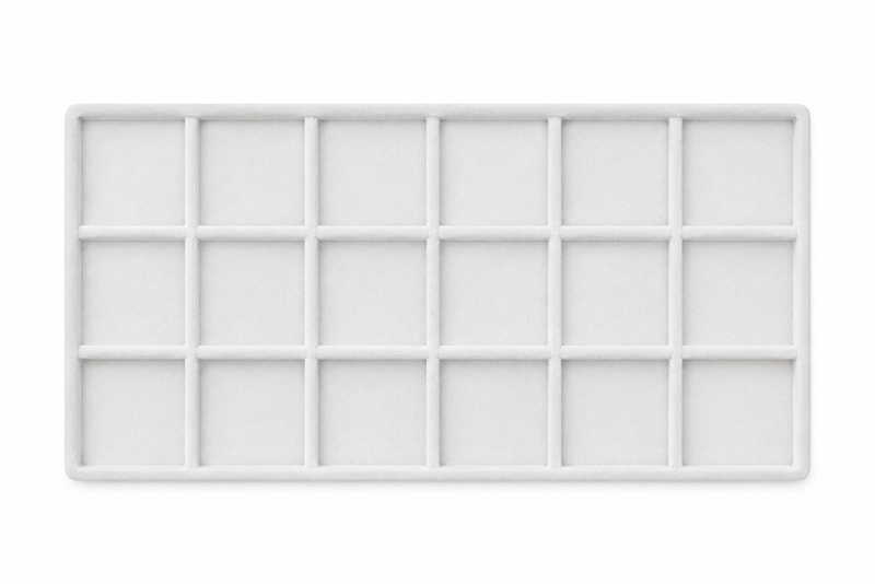 96-18-WH White Flocked Full-Size Jewelry Tray Liner with 18 Compartments