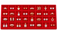 96-32(RED) Red Velvet Full-Size Jewelry Tray Liner – 32 Puff Pad Sections