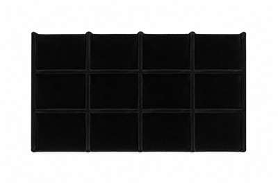 99-12/BK Full-Size Black Velvet Tray Liner - 12 Sections