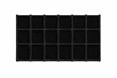 99-18/BK Full-Size Black Velvet Tray Liner - 18 Sections