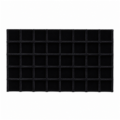 Black velvet jewelry tray with multiple compartments for rings earrings and pendants