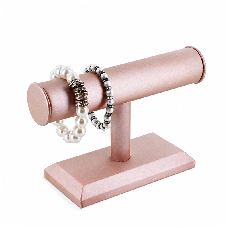 BD-2111R-S50 Champagne Pink Faux Leather T-Bar Bracelet and Watch Display