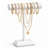 BD-2116-WH White Leatherette Round T-Bar Jewelry Display Stand, 14 inches wide x 24 inches tall