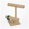 BD-2123N-N3 2-Tier Round T-Bar Burlap Bracelet Display Stand