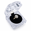 Clear Crystal-Style Ring Box with Black Velvet Insert