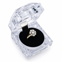 Clear Crystal-Style Ring Box with Black Velvet Insert